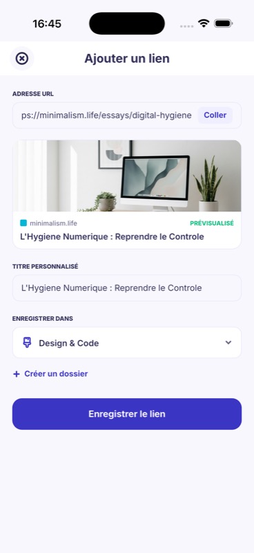 Ajout d’un lien dans Rinku